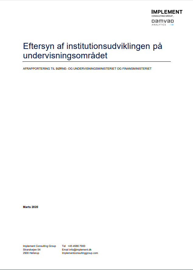 Forside til Eftersyn af institutionsudvikling på undervisningsområdet