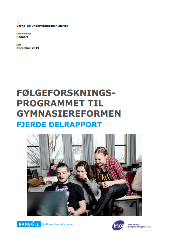 Forside til publikationen "Gymnasiereformen følgeforskningsprogram 4. delrapport"